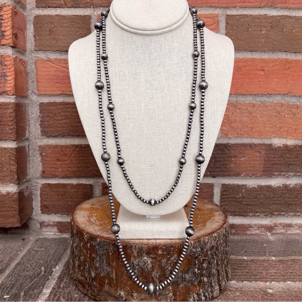 Navajo Style Pearl Beaded Double Layer Necklace